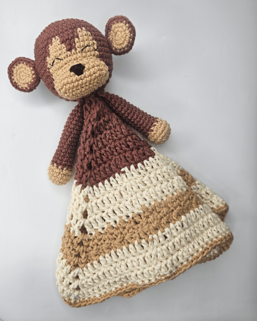 Completed Millie the Monkey Lovey - free crochet pattern by Cilla Crochets