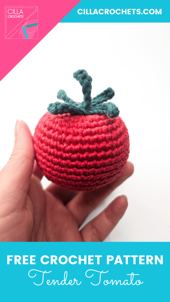 Tomato amigurumi free crochet pattern - pin this free tomato crochet pattern for later.