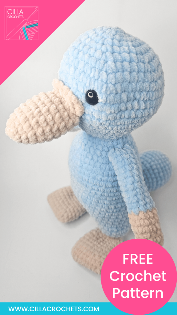 Pluto the Platypus free crochet pattern for amigurumi platypus plushie. Save this free crochet pattern for later.