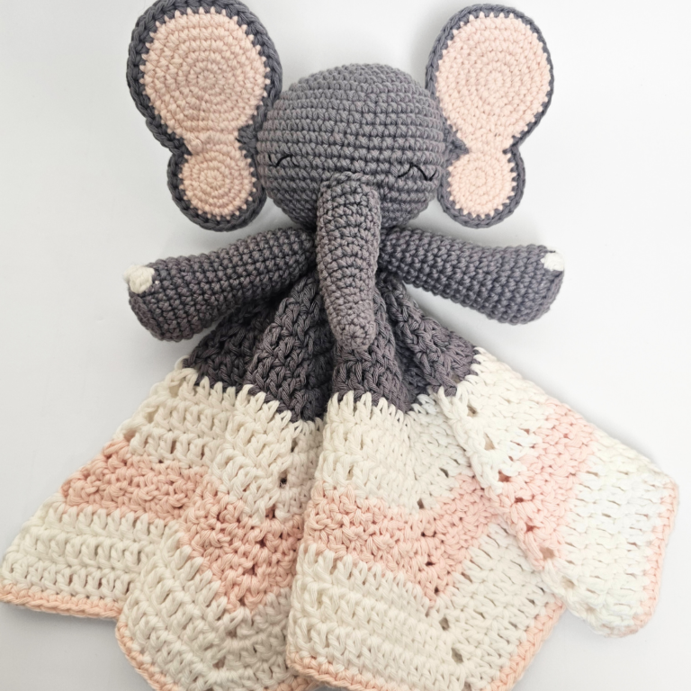 Elsie the Elephant Lovey - Free crochet elephant lovey pattern.